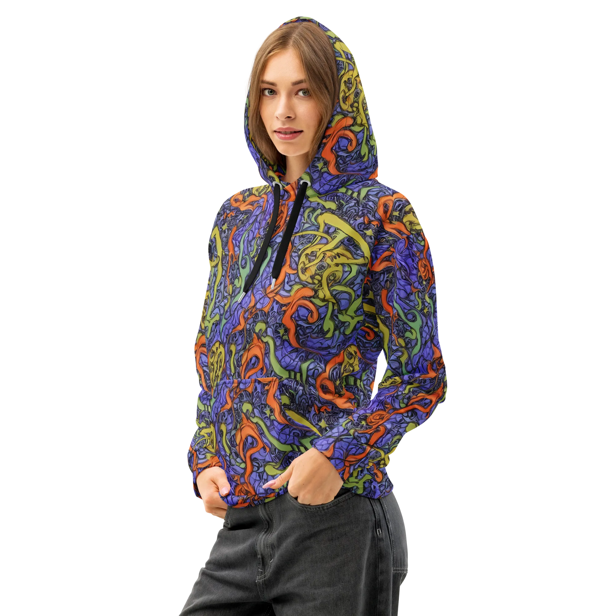 Violet Flux on Cotton Hoodie — Left Front