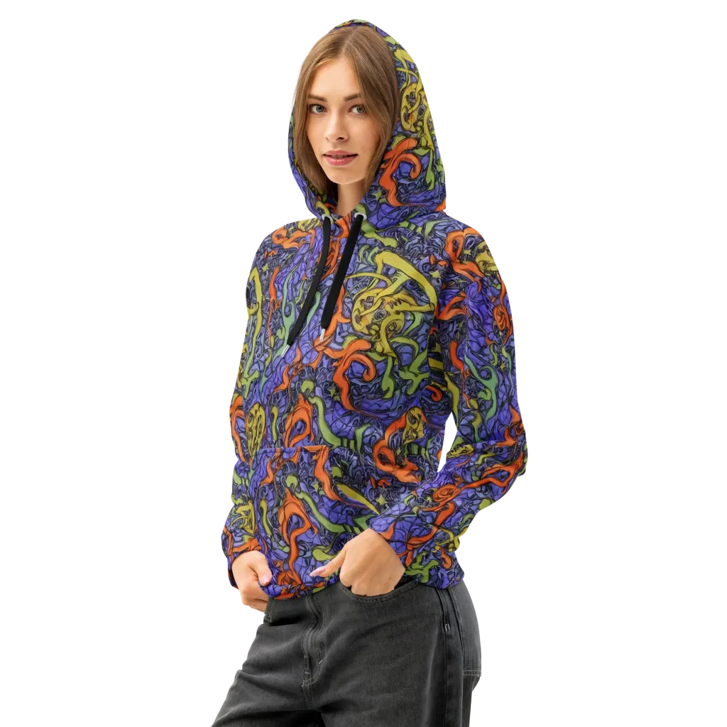 Violet Flux on Cotton Hoodie — Left Front