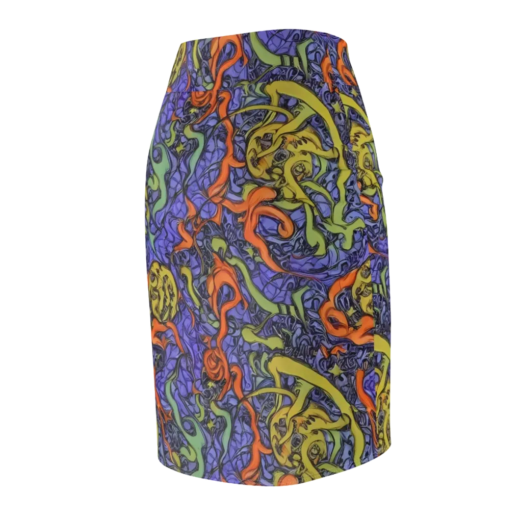 Violet Flux on Pencil Skirt — Back Side