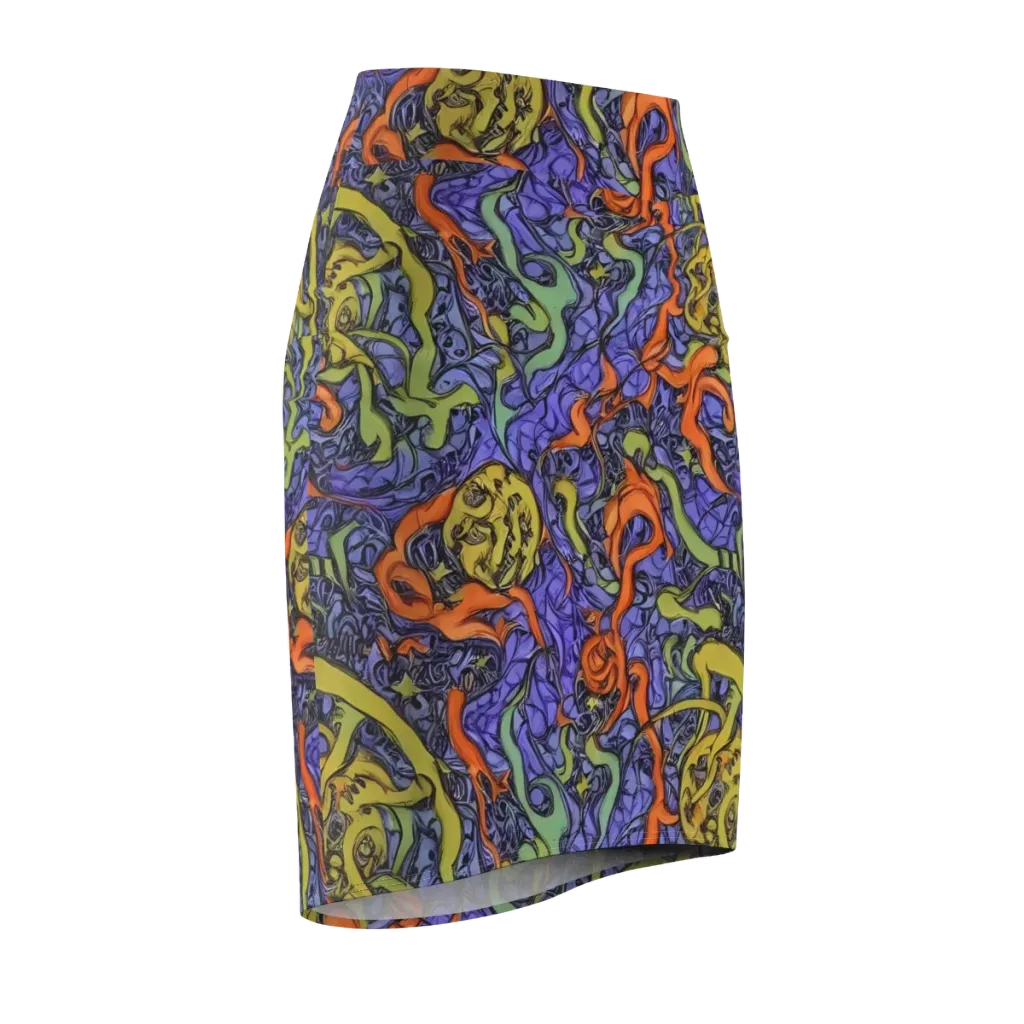 Violet Flux on Pencil Skirt — Front Side