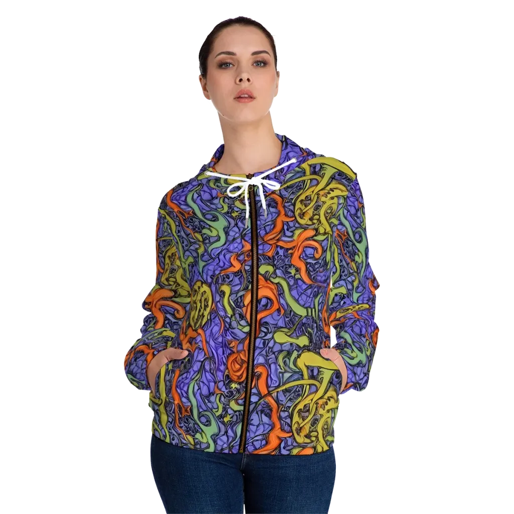 Violet Flux on Women's Full-Zip Hoodie — Front On Person