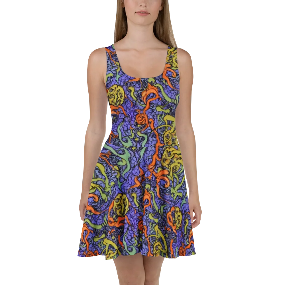 Violet Flux on Skater Dress — Front