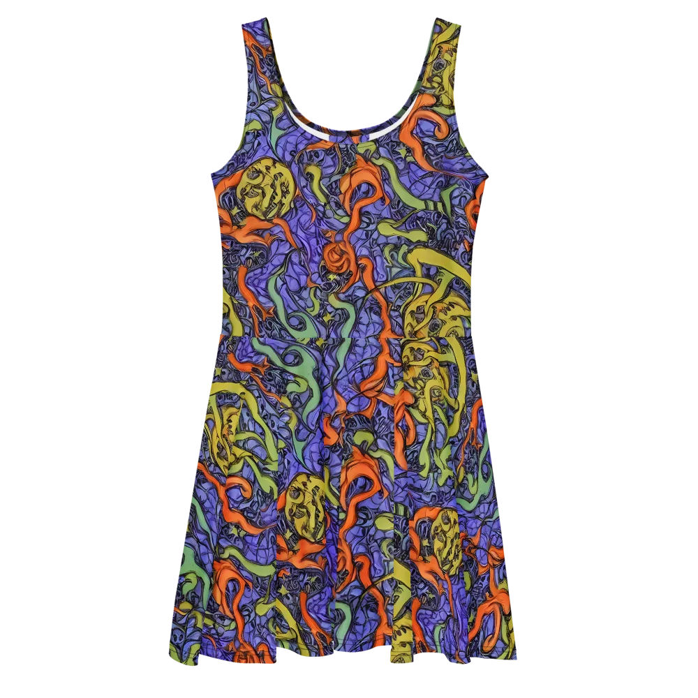 Violet Flux on Skater Dress — Front