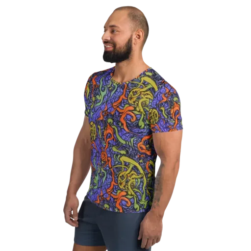 Violet Flux on a Men's Athletic T-Shirt