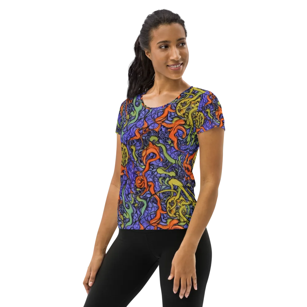 Violet Flux on Women's Athletic T-Shirt — Left