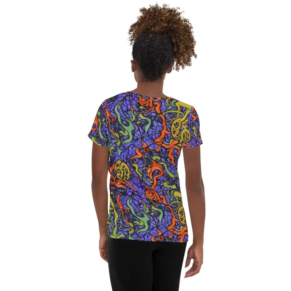 Violet Flux on Women's Athletic T-Shirt — Back