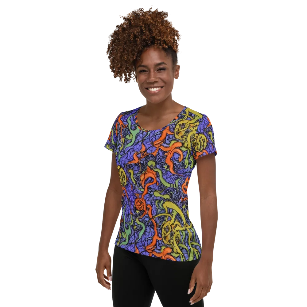 Violet Flux on Women's Athletic T-Shirt — Left