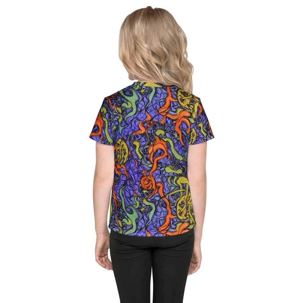 Violet Flux on Kids Crew Neck T-Shirt — Back