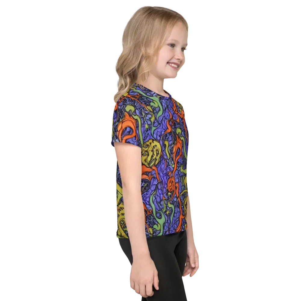 Violet Flux on Kids Crew Neck T-Shirt — Right