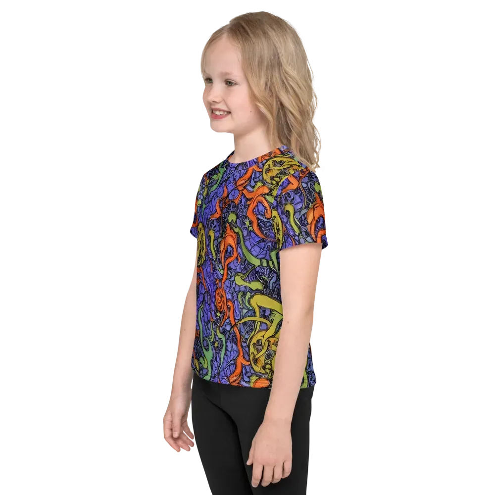 Violet Flux on Kids Crew Neck T-Shirt — Left