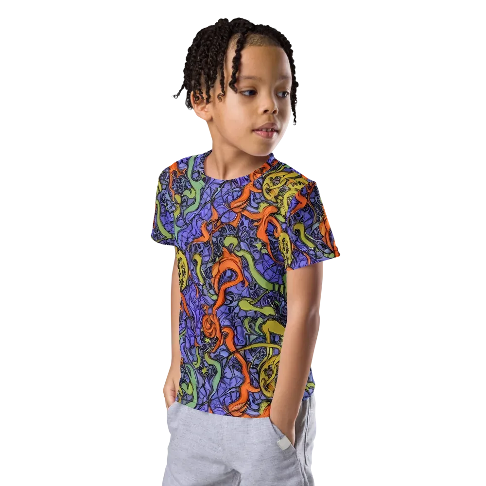 Violet Flux on Kids Crew Neck T-Shirt — Left Front