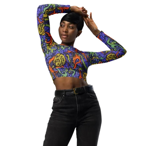 Violet Flux on a Long Sleeve Crop Top