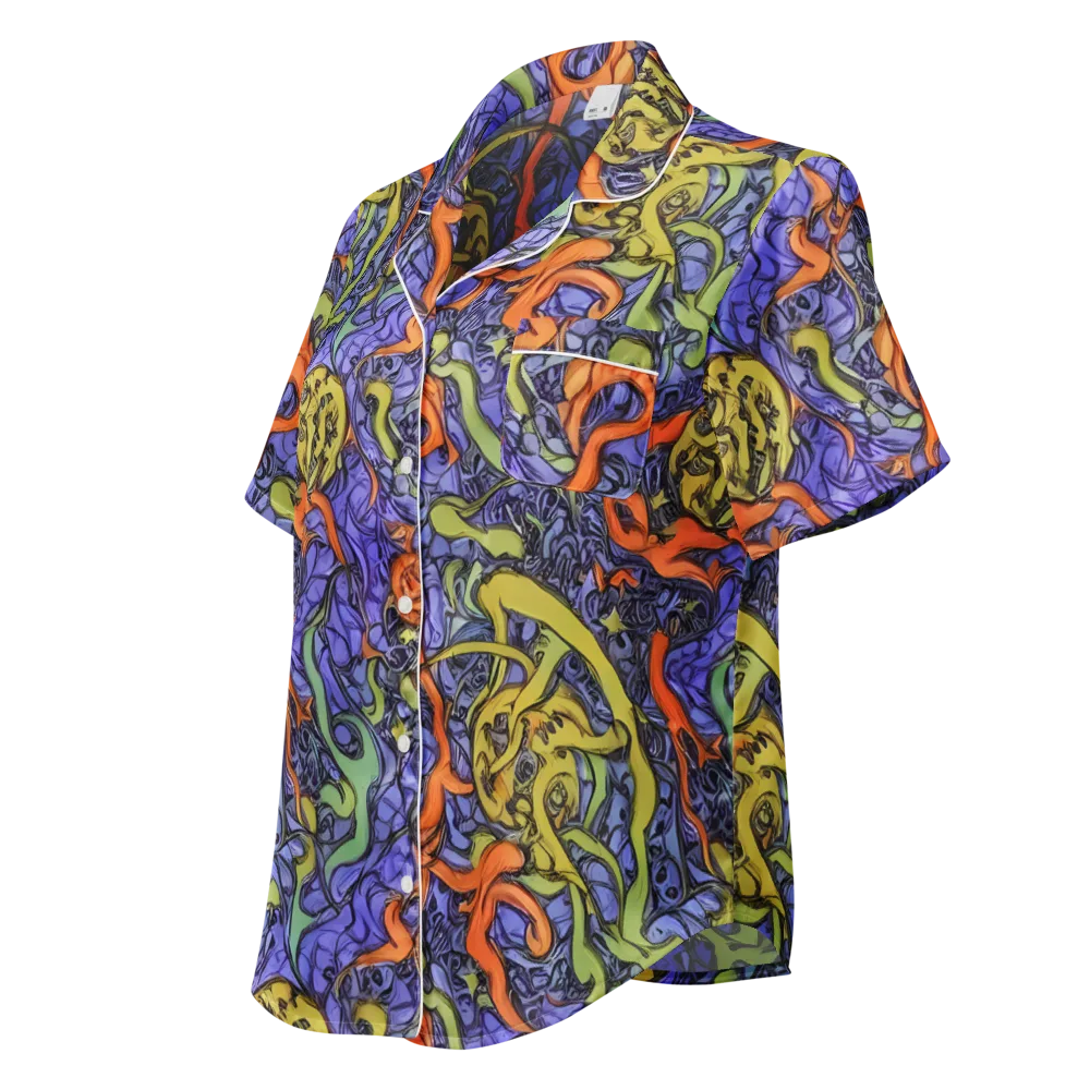 Violet Flux on Women's Short Sleeve Pajama Top — Left Front