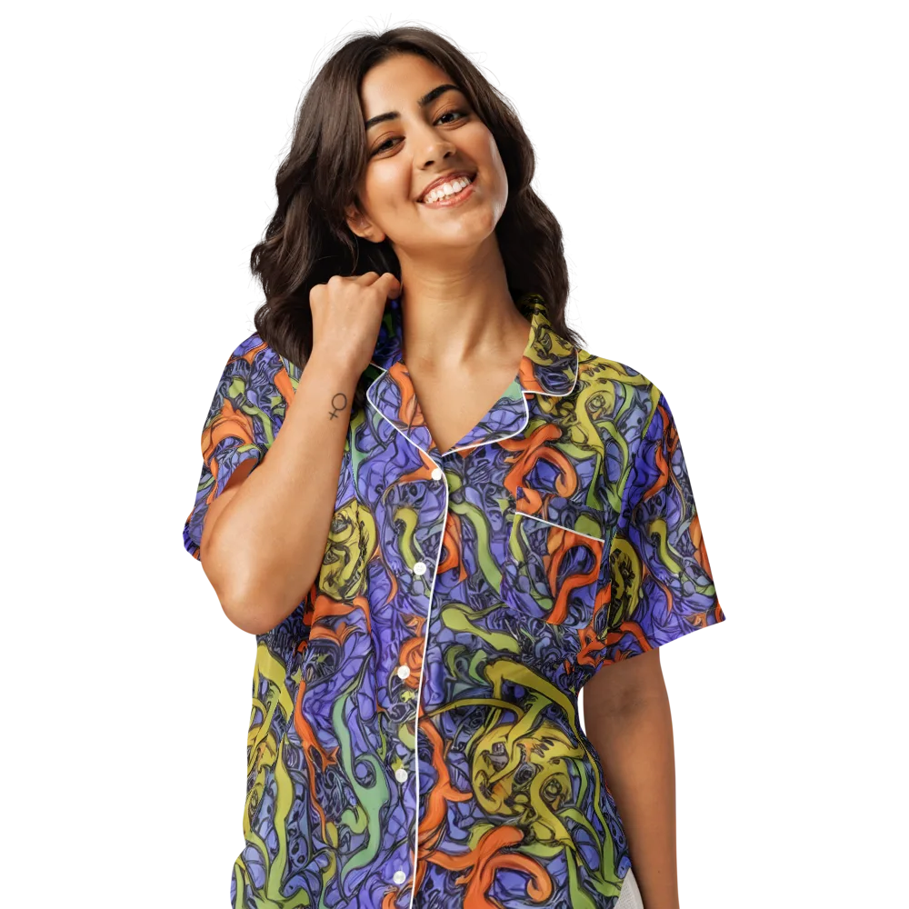 Violet Flux on Women's Short Sleeve Pajama Top — Front