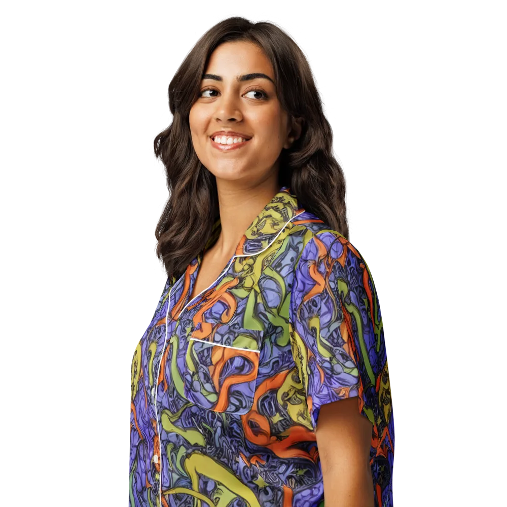 Violet Flux on Women's Short Sleeve Pajama Top — Left Front