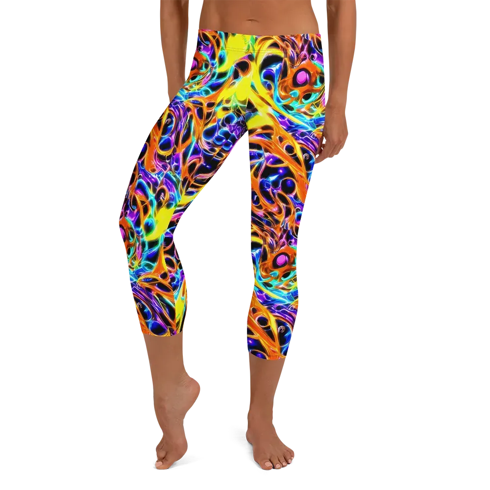 Neon Molten on Capri Leggings — Front
