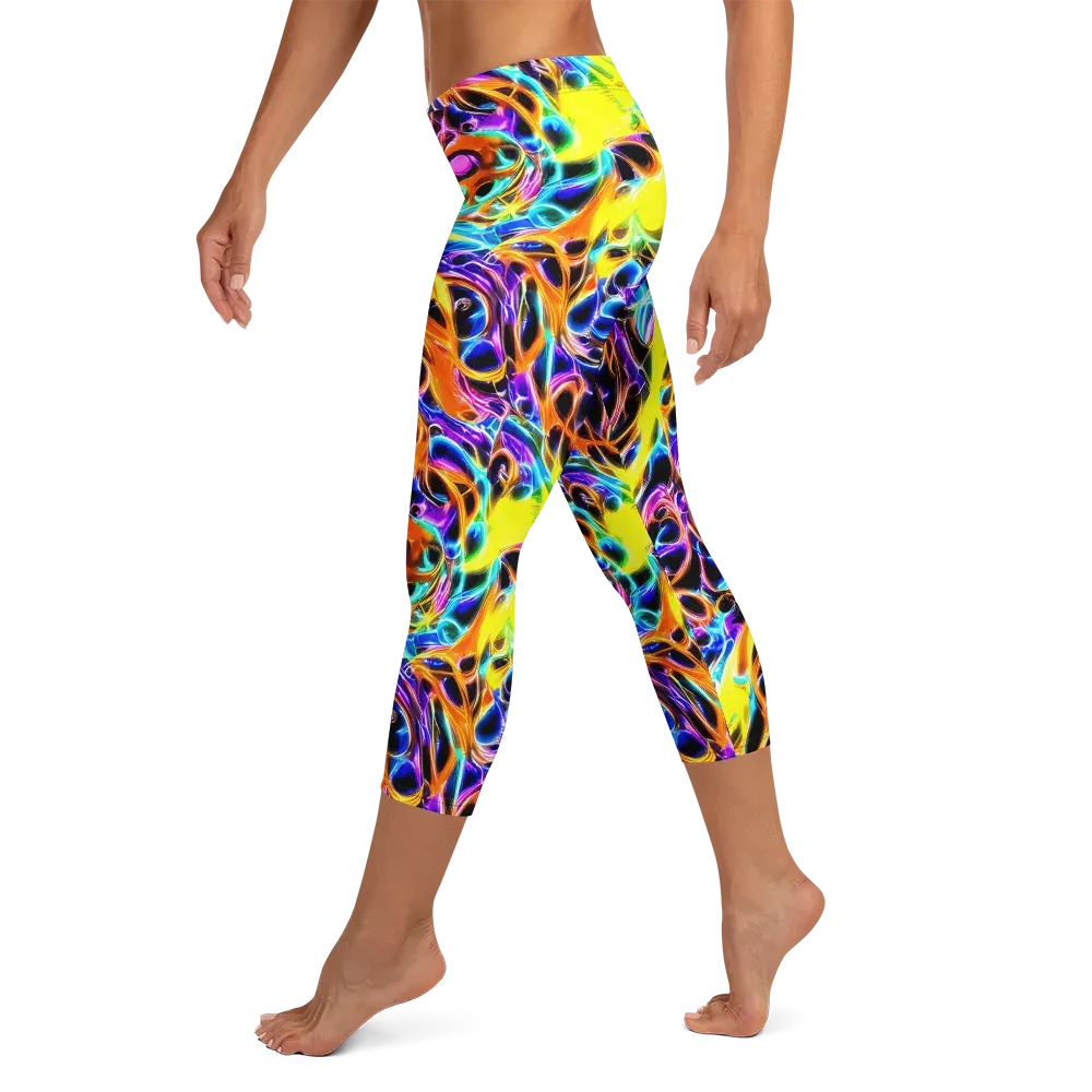 Neon Molten on Capri Leggings — Left