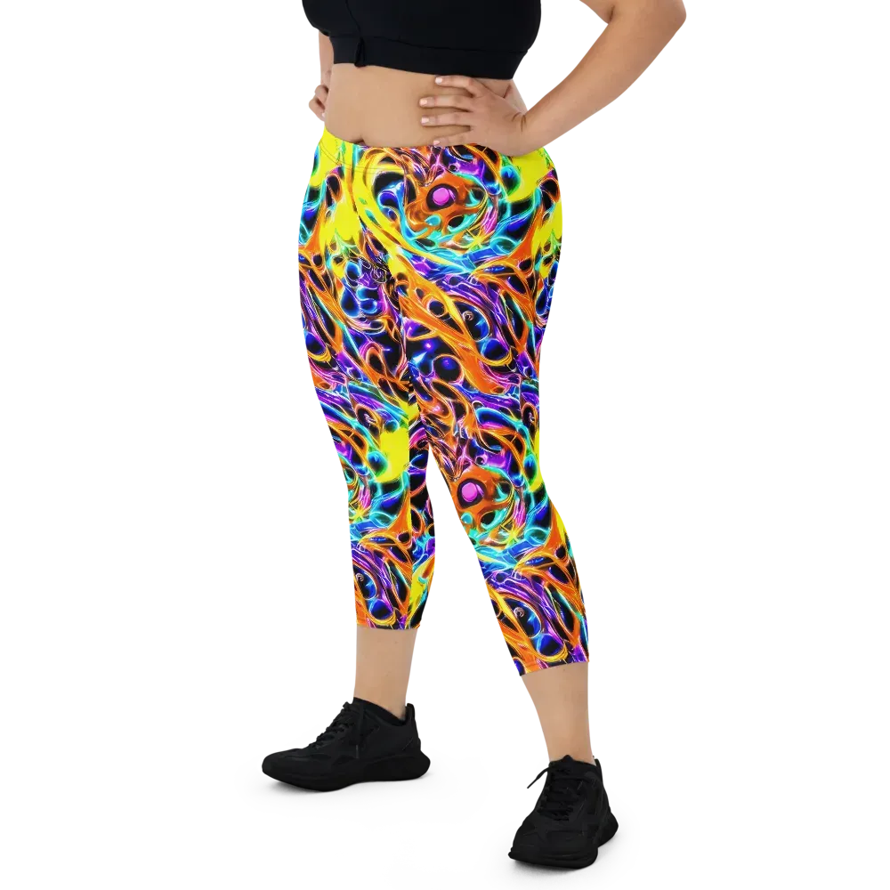 Neon Molten on Capri Leggings — Front