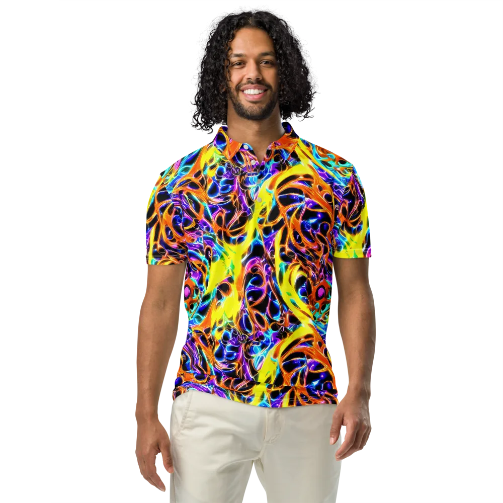 Neon Molten on Men's Slim Fit Polo Shirt — Front