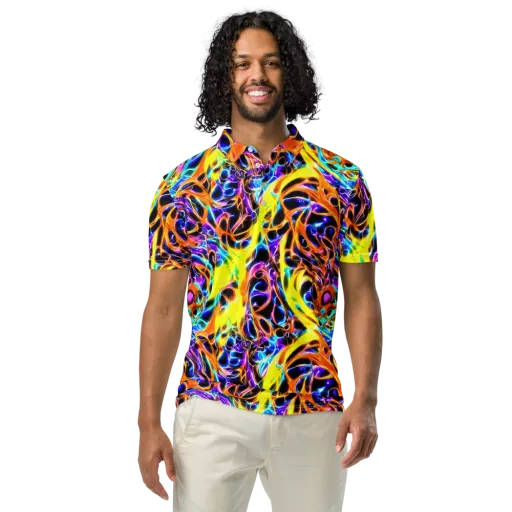 Neon Molten on a Men's Slim Fit Polo Shirt