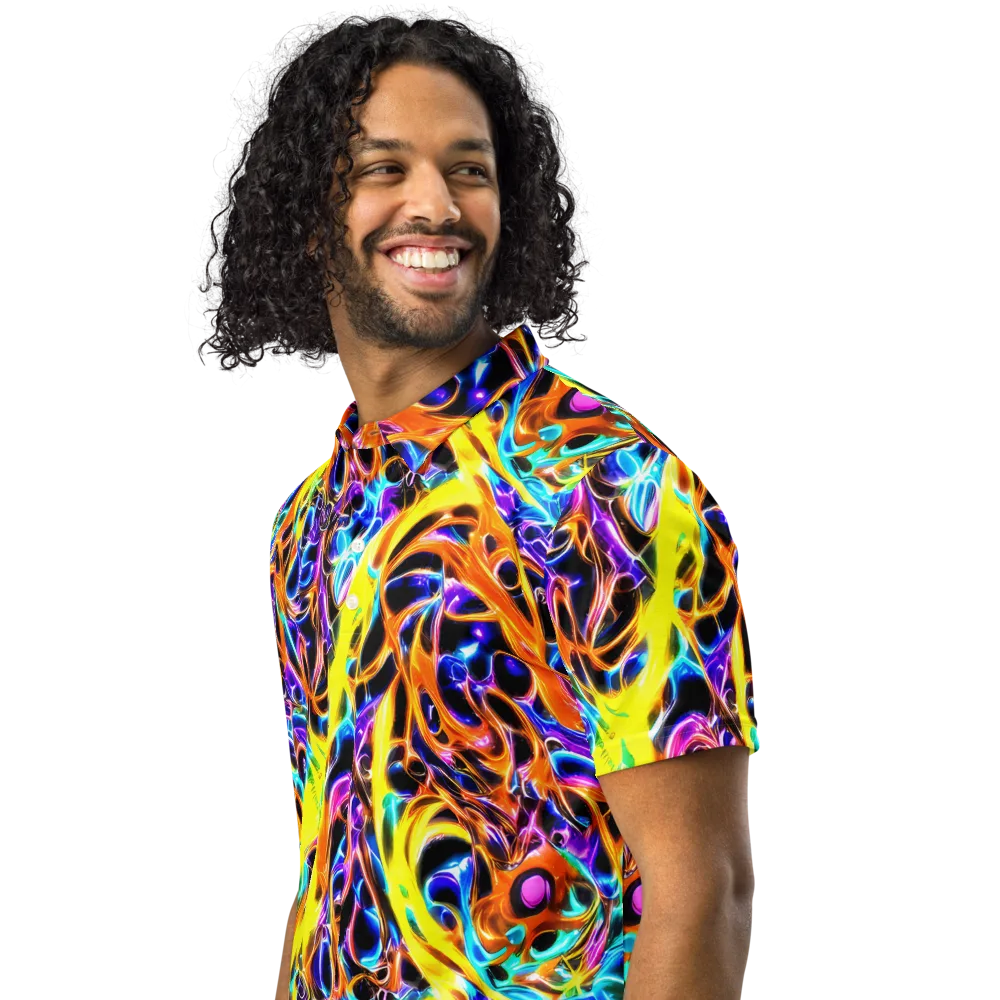 Neon Molten on Men's Slim Fit Polo Shirt — Left Front