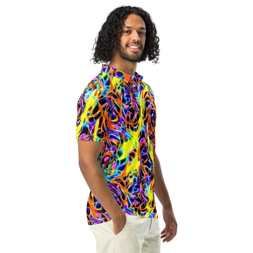 Neon Molten on Men's Slim Fit Polo Shirt — Right Front