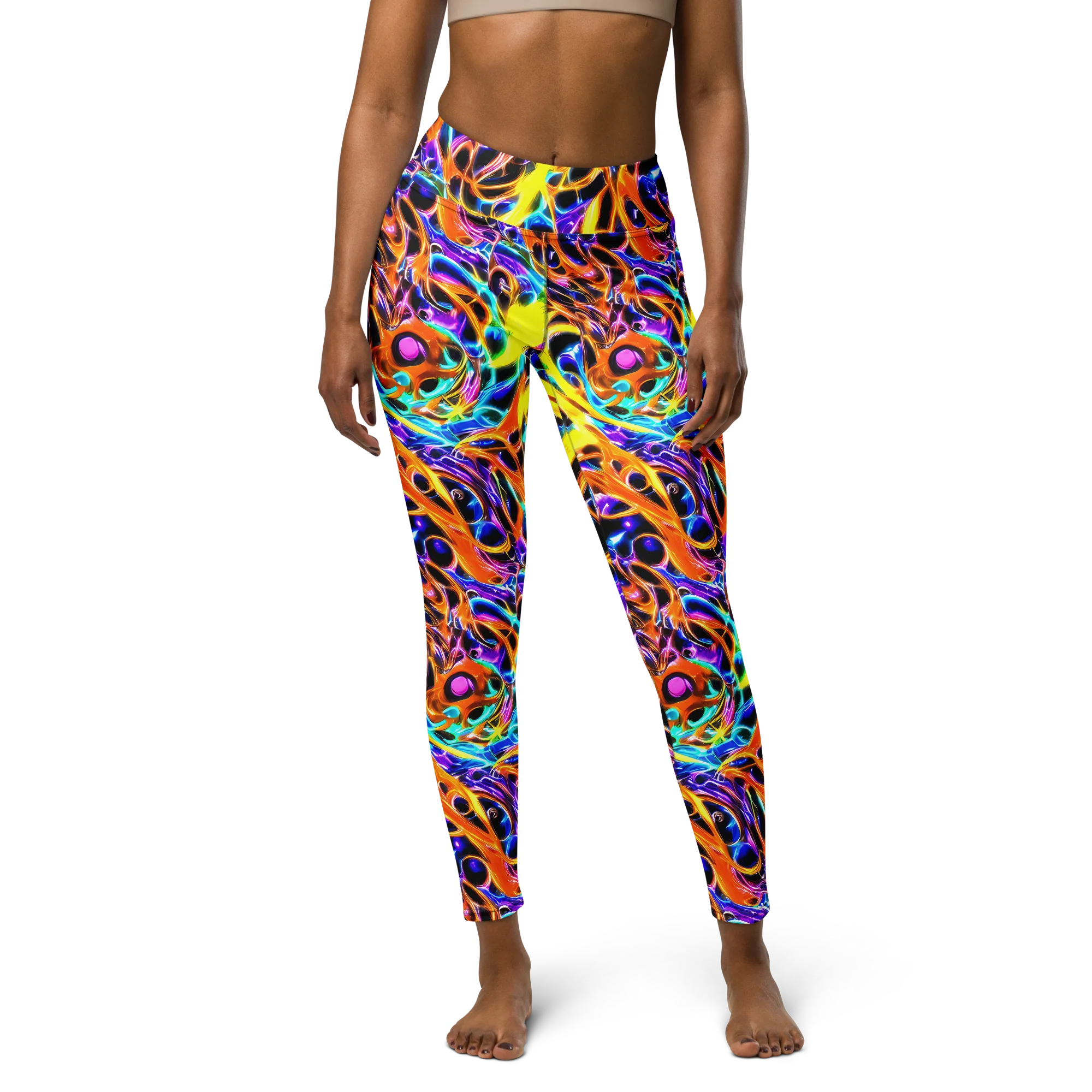 Neon Molten on Yoga Leggings — Front