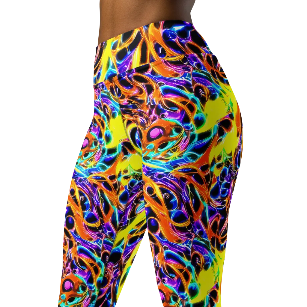 Neon Molten on Yoga Leggings — Left Front