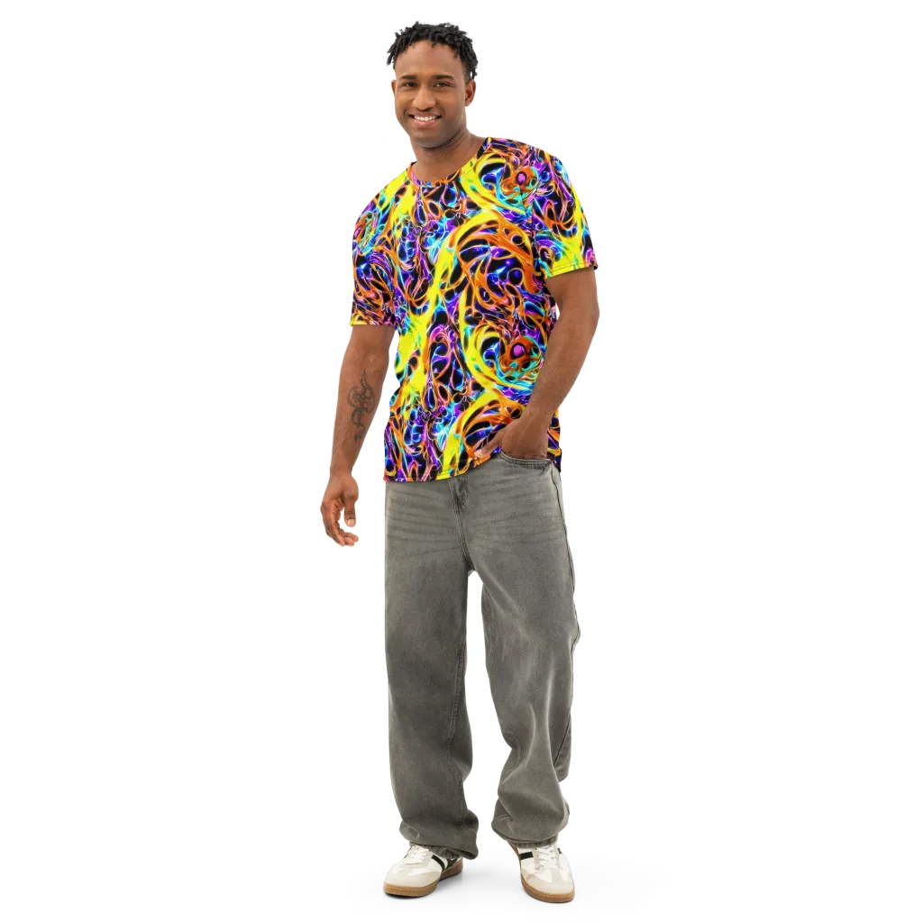 Neon Molten on Men's Cotton Crew Neck T-Shirt — Front
