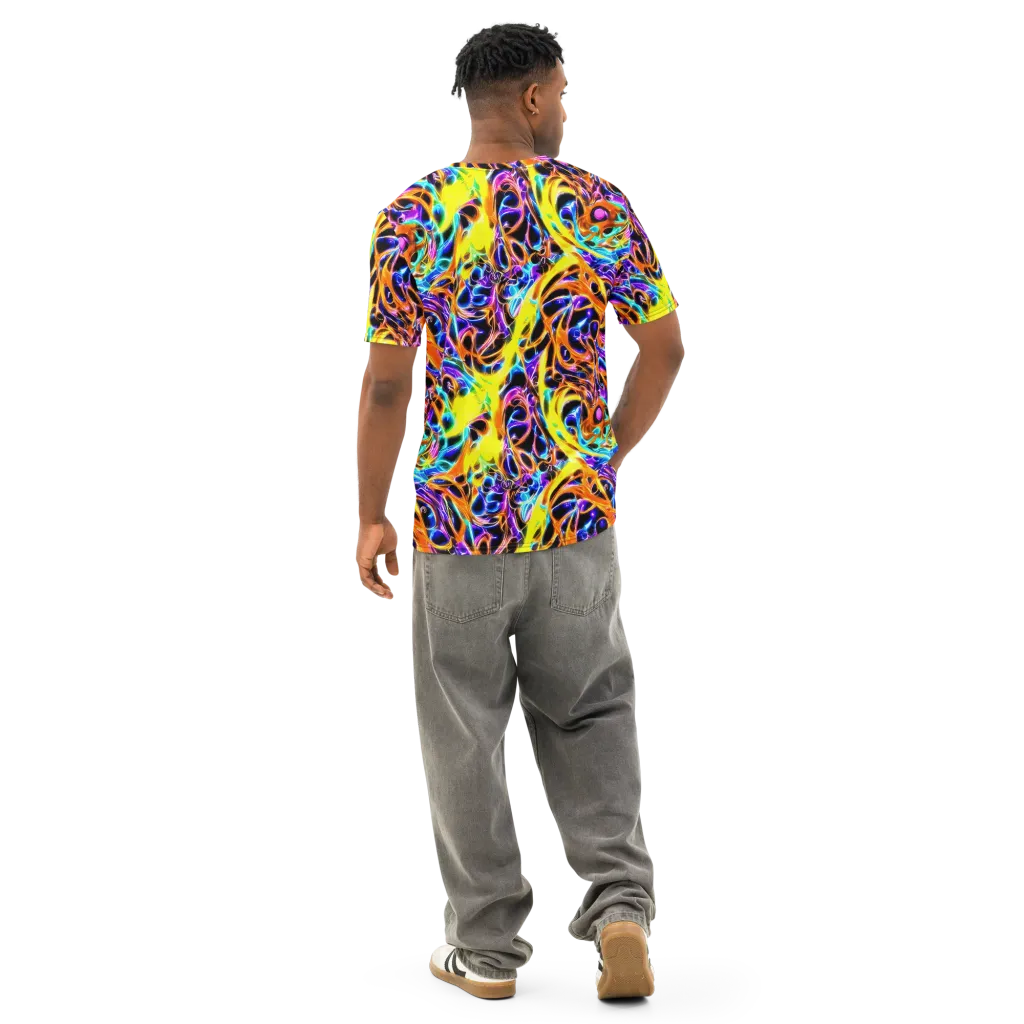Neon Molten on Men's Cotton Crew Neck T-Shirt — Back