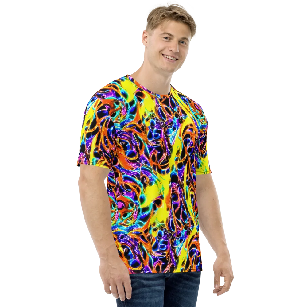 Neon Molten on Men's Crew Neck T-Shirt — Right