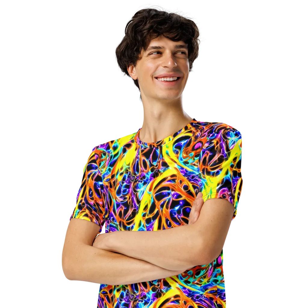 Neon Molten on Men's Crew Neck T-Shirt — Left Front
