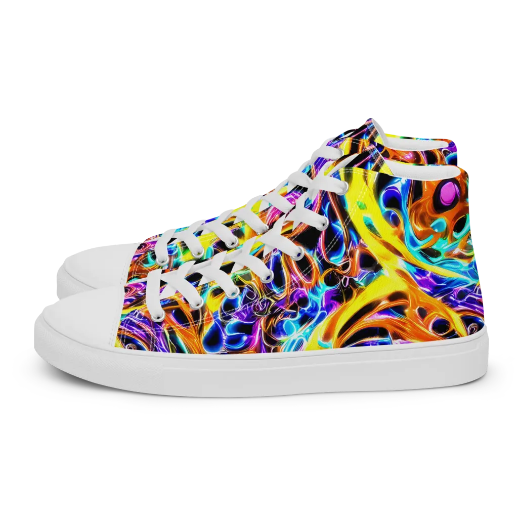 Neon Molten on Men's High Top Canvas Shoes — Left