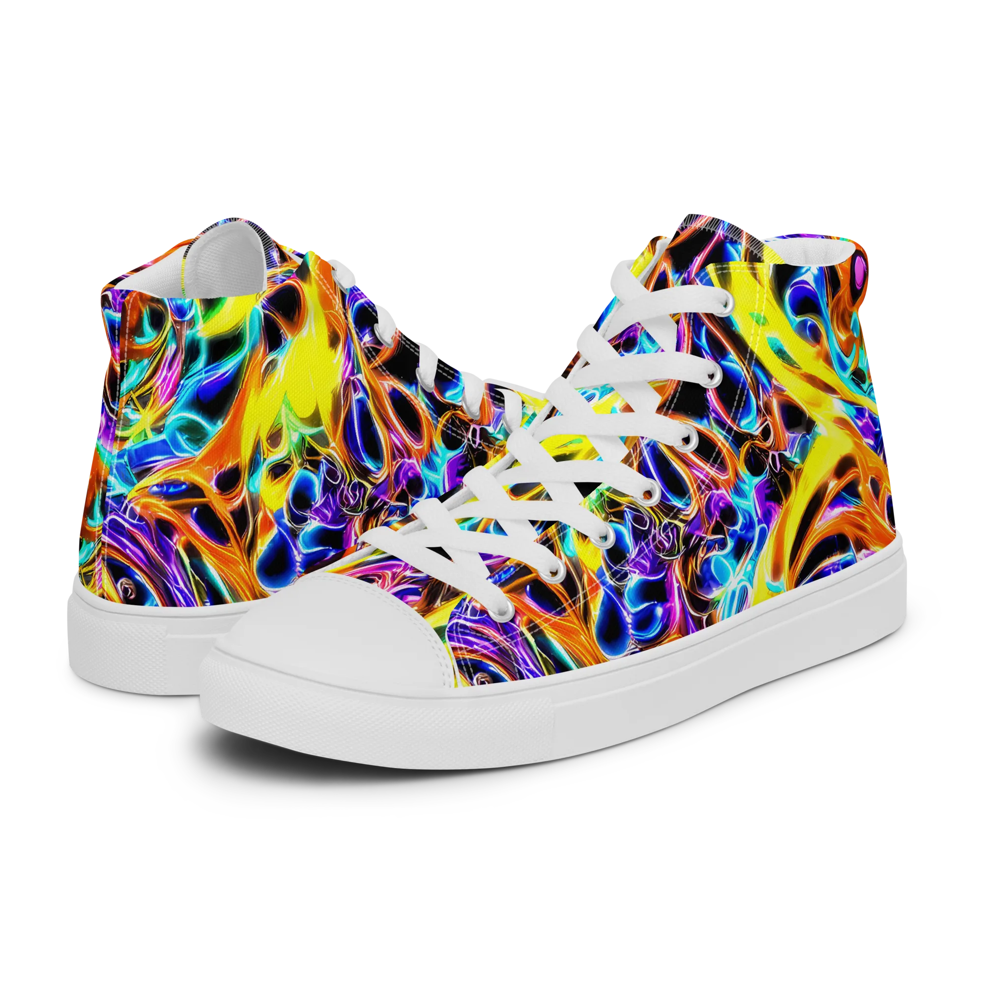 Neon Molten on Men's High Top Canvas Shoes — Left