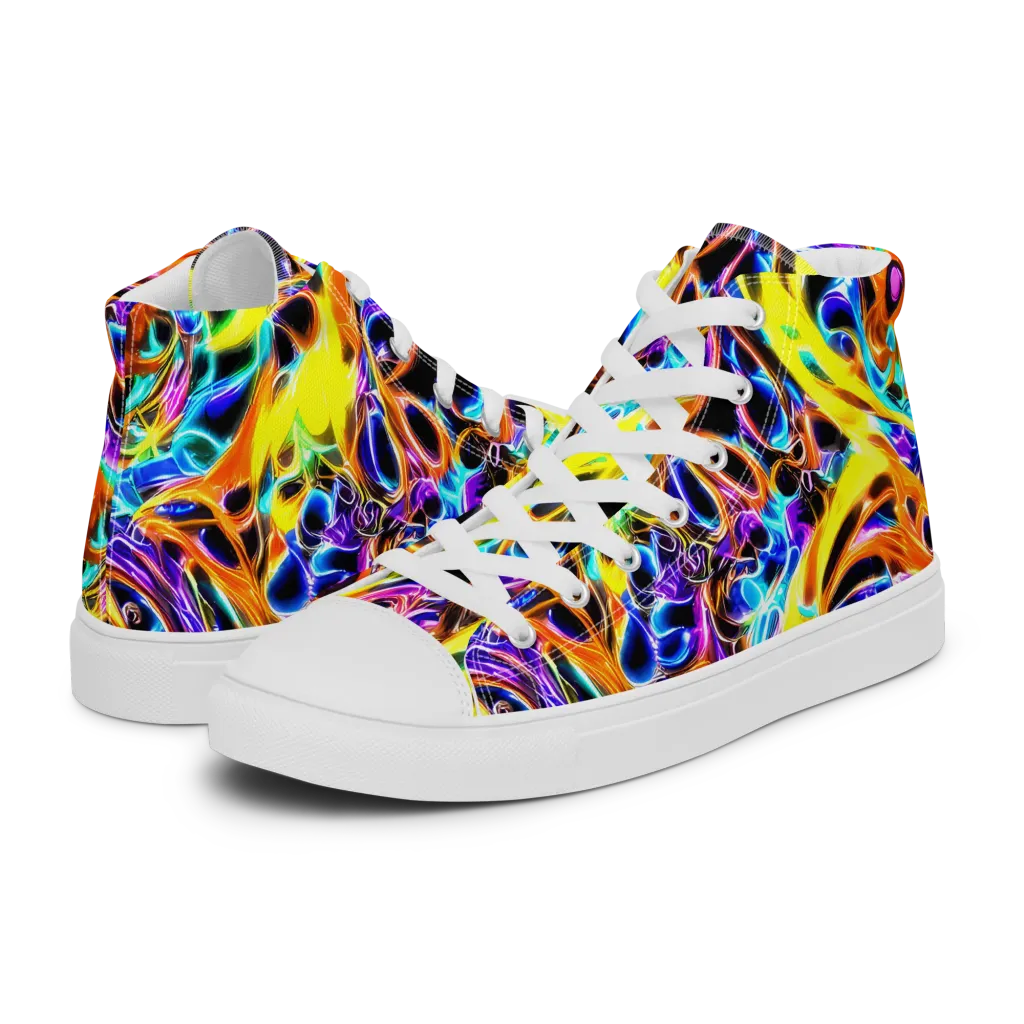 Neon Molten on Men's High Top Canvas Shoes — Left