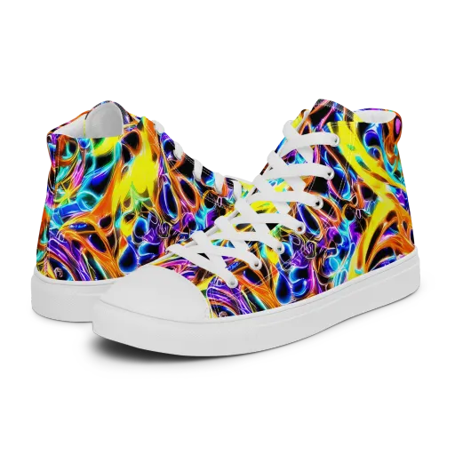 Neon Molten on a Men's High Top Canvas Shoes