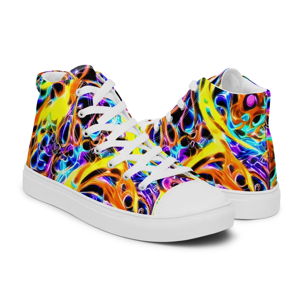 Neon Molten on Men's High Top Canvas Shoes — Right