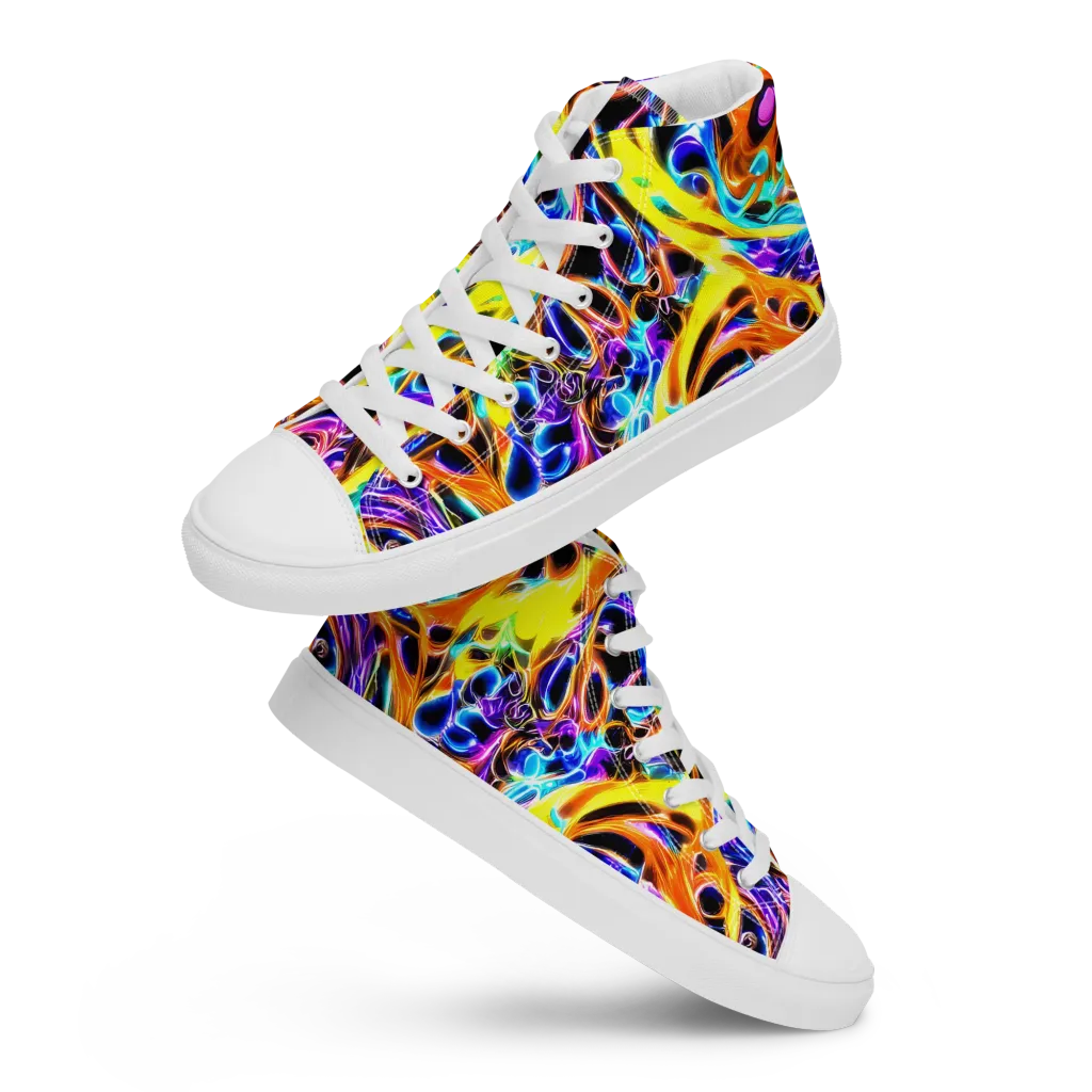 Neon Molten on Men's High Top Canvas Shoes — Front