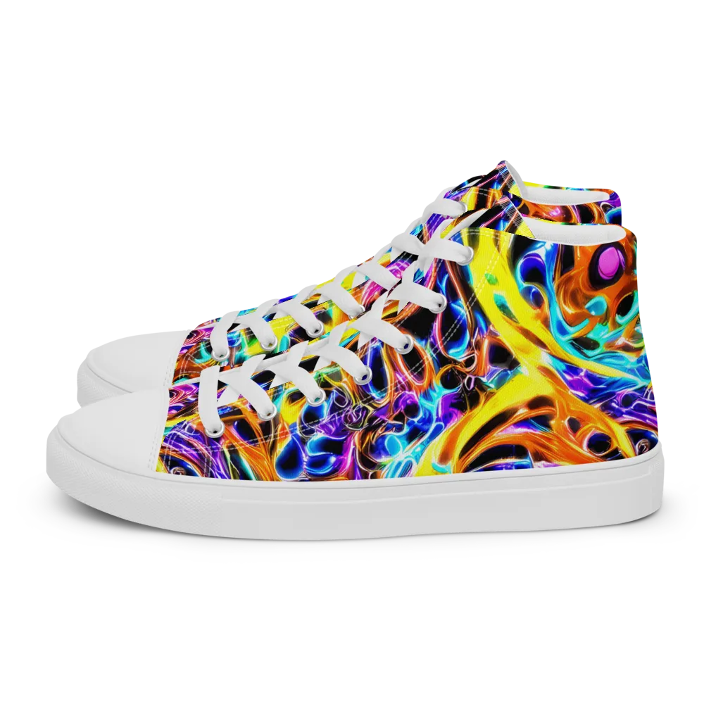 Neon Molten on Women's High Top Canvas Shoes — Left