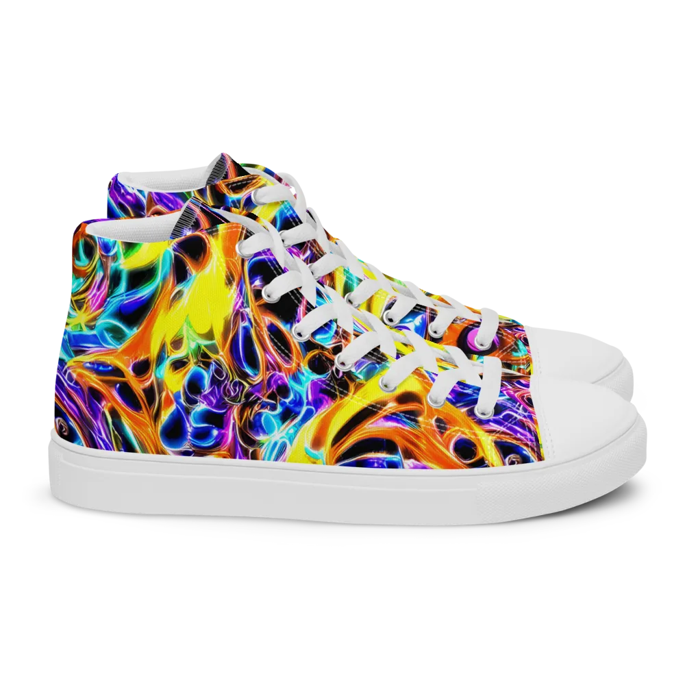 Neon Molten on Women's High Top Canvas Shoes — Right