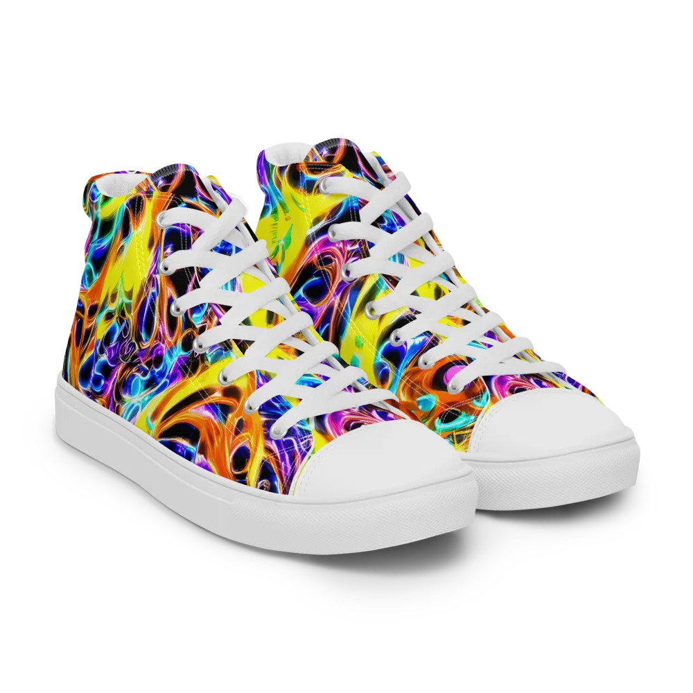 Neon Molten on Women's High Top Canvas Shoes — Right Front