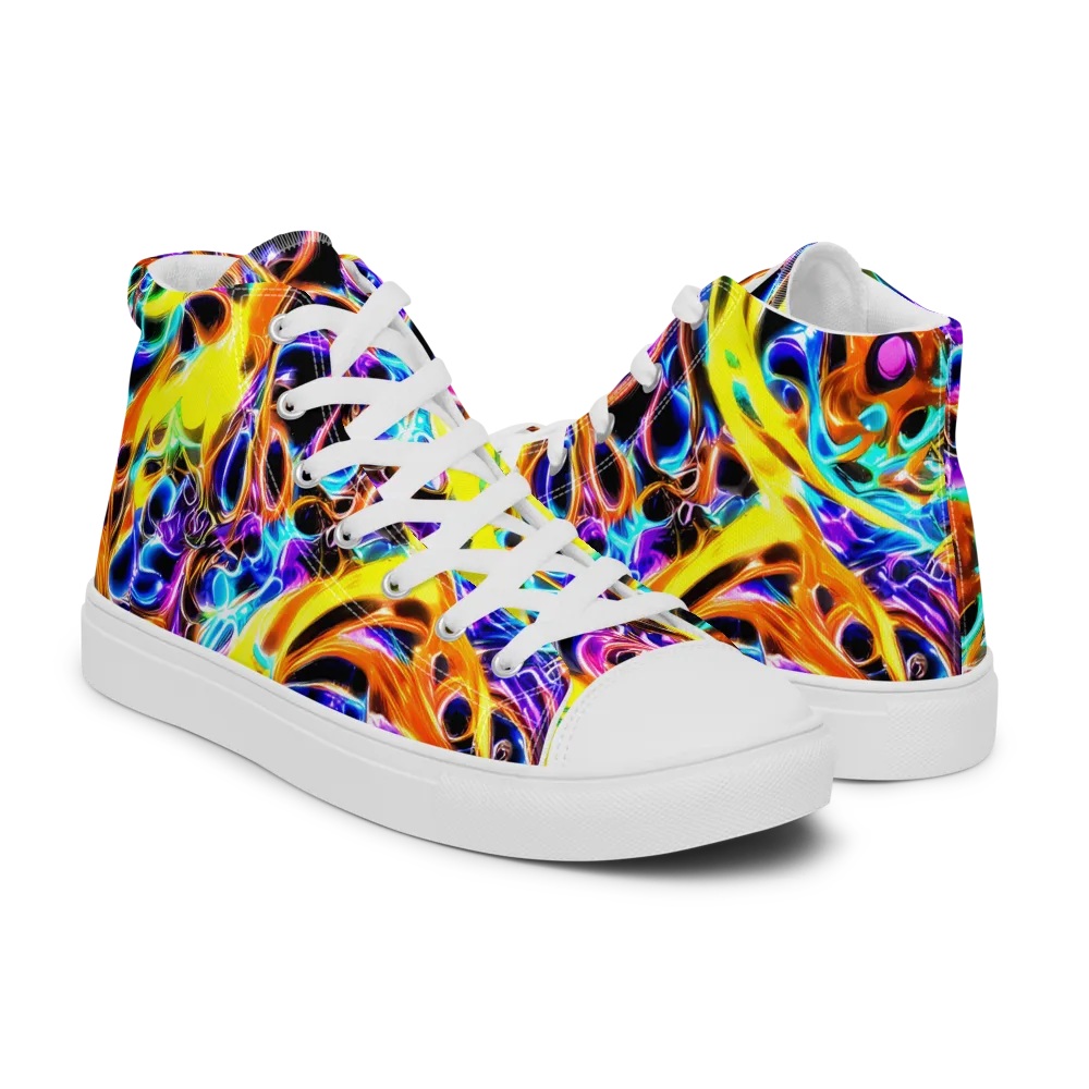 Neon Molten on Women's High Top Canvas Shoes — Right