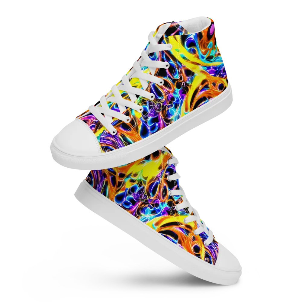Neon Molten on Women's High Top Canvas Shoes — Front