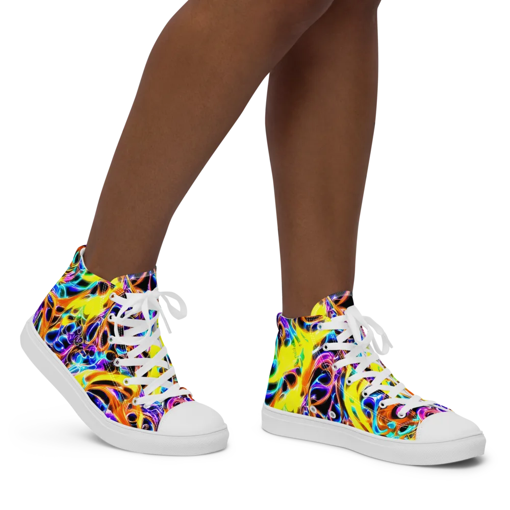 Neon Molten on Women's High Top Canvas Shoes — Right