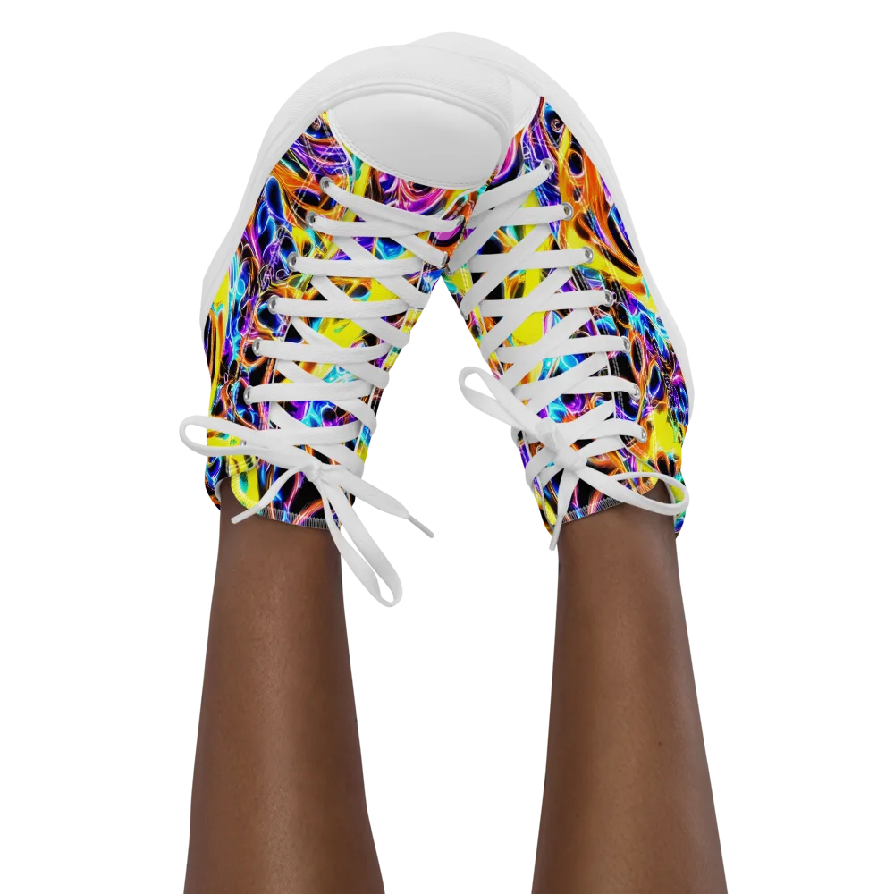 Neon Molten on Women's High Top Canvas Shoes — Front