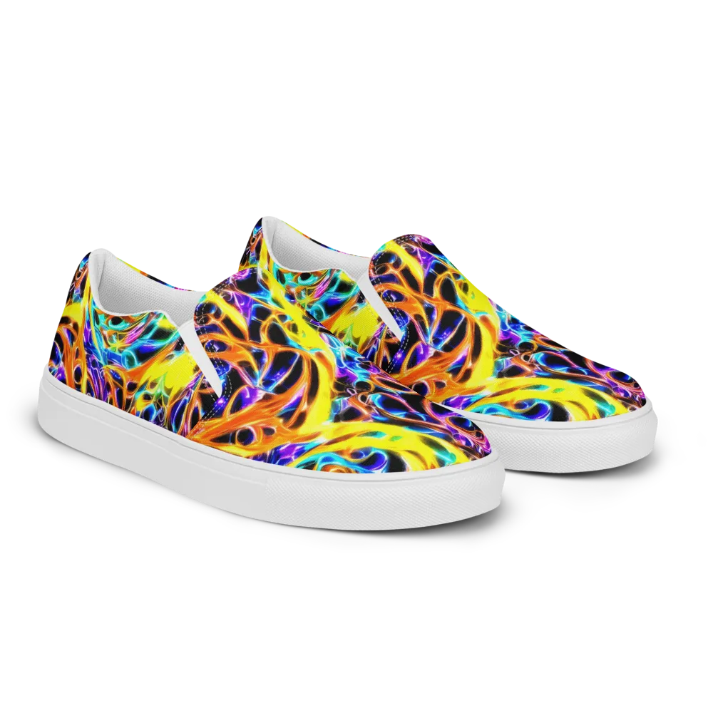 Neon Molten on Men's Slip-On Canvas Shoes — Right Front