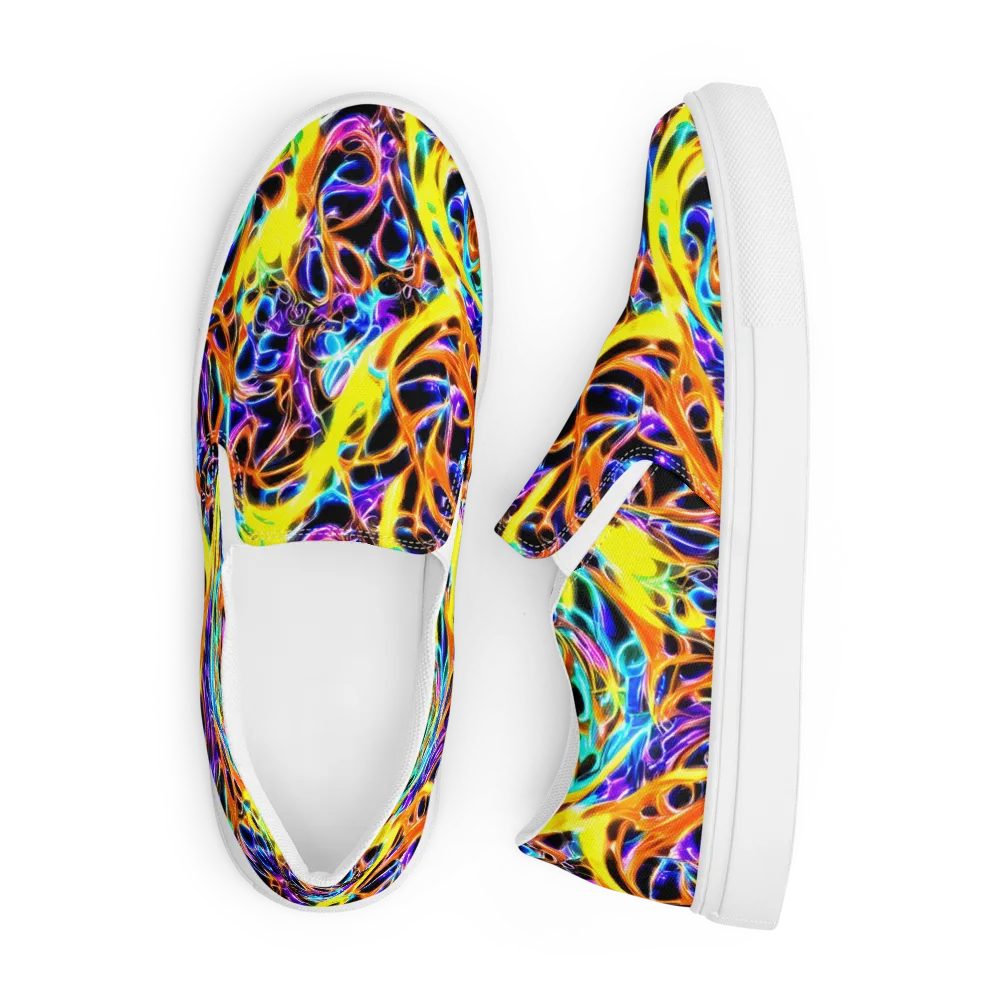 Neon Molten on Men's Slip-On Canvas Shoes — Front