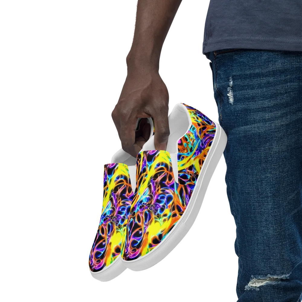 Neon Molten on Men's Slip-On Canvas Shoes — Left Front