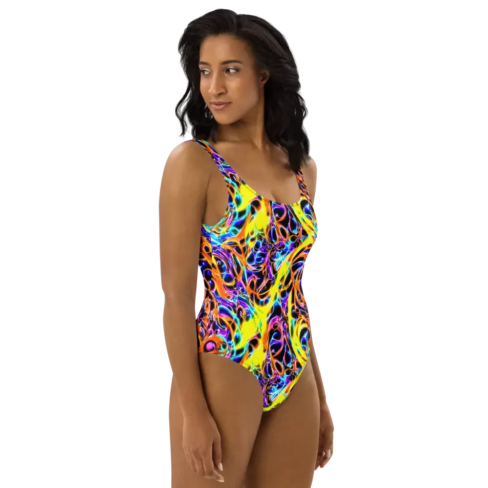 Neon Molten on One-Piece Swimsuit — Right