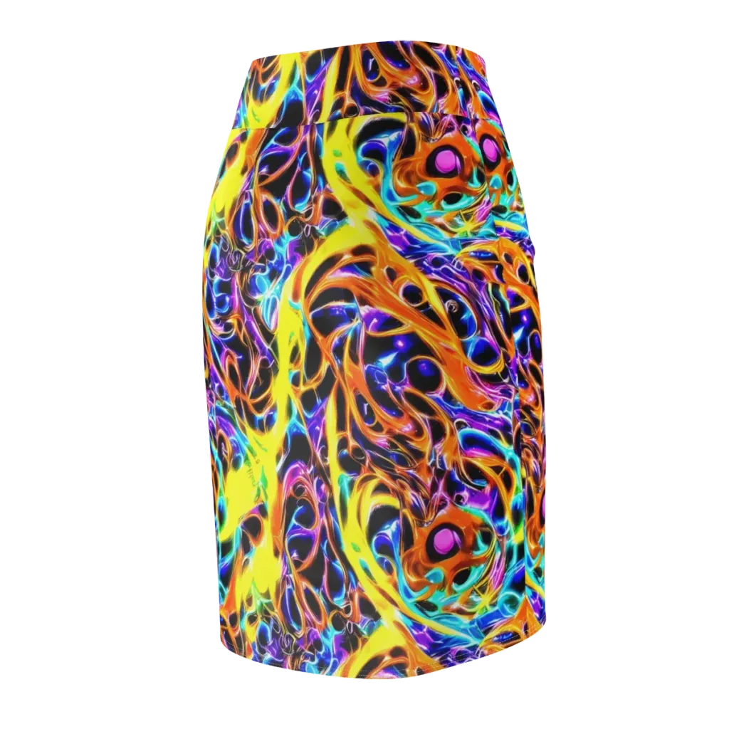 Neon Molten on Pencil Skirt — Back Side